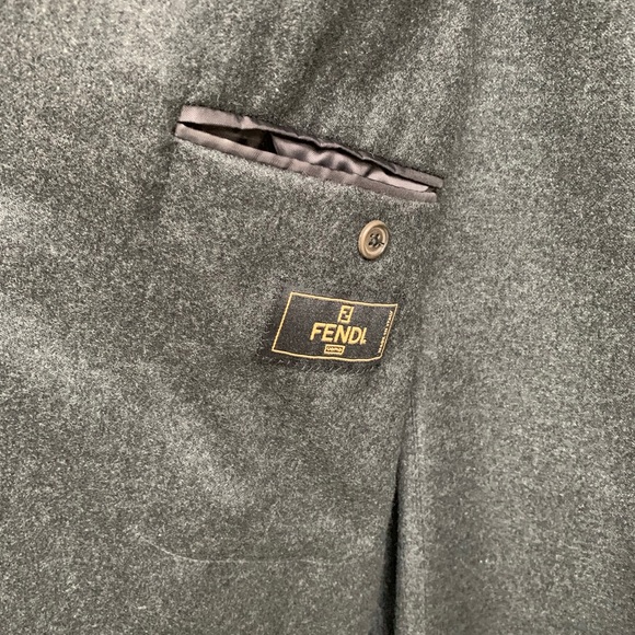 VINTAGE FENDI 100% CASHMERE men’s grey jacket MINT - Picture 6 of 15